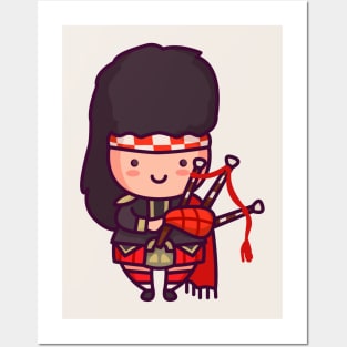 Cute Scottish Bagpiper Posters and Art